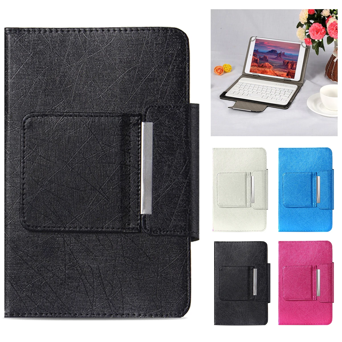 

For Android and iOS tablets Universal Wireless BT Keyboard and Leather Case Cover for 9.7" - 10.1" Tablets