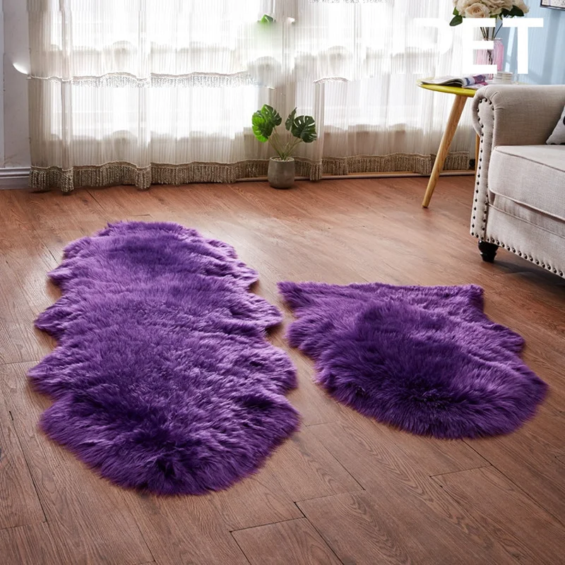 purple Меховой ковер Sholisa для гостиной, меховой ковер Carpert для спальни Carpert из овчины 6 см, пушистый ворс для гостиной, домашний декор - Цвет: purple