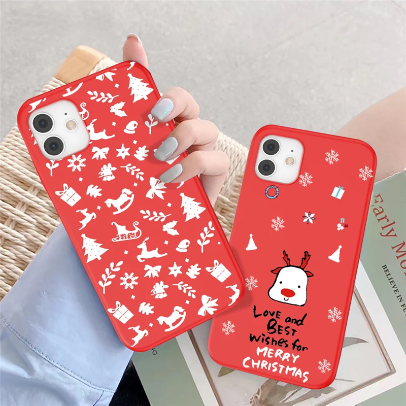 uigo cartoon christmas phone case for iphone 13 11 12 pro max 7 8 6 6s plus 12 santa claus lovely cover for iphone xr x xs se free global shipping