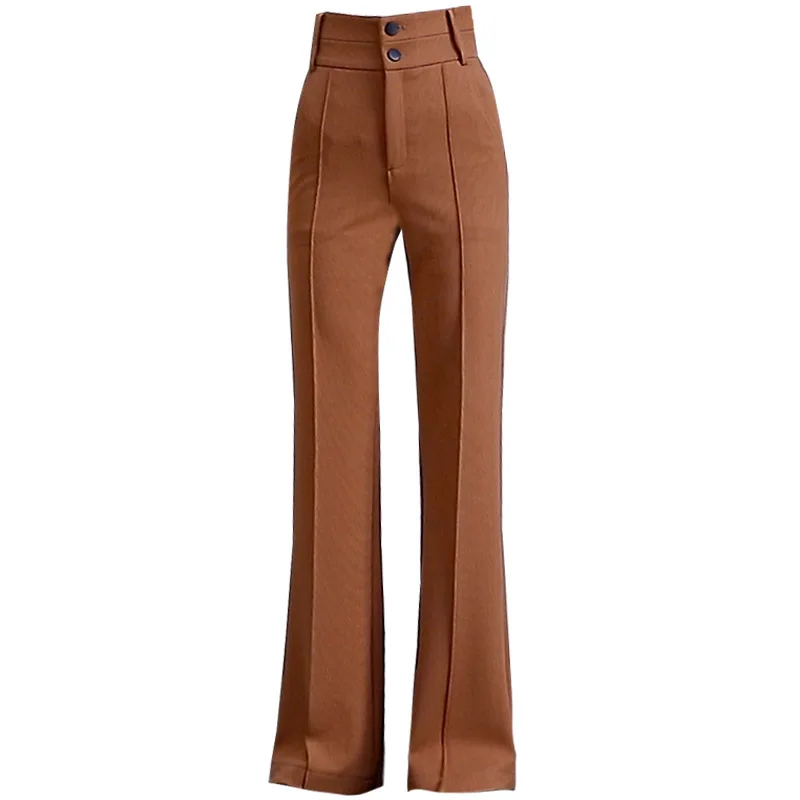 Женские прямые брюки с высокой талией и широкими штанинами Стрейчевые