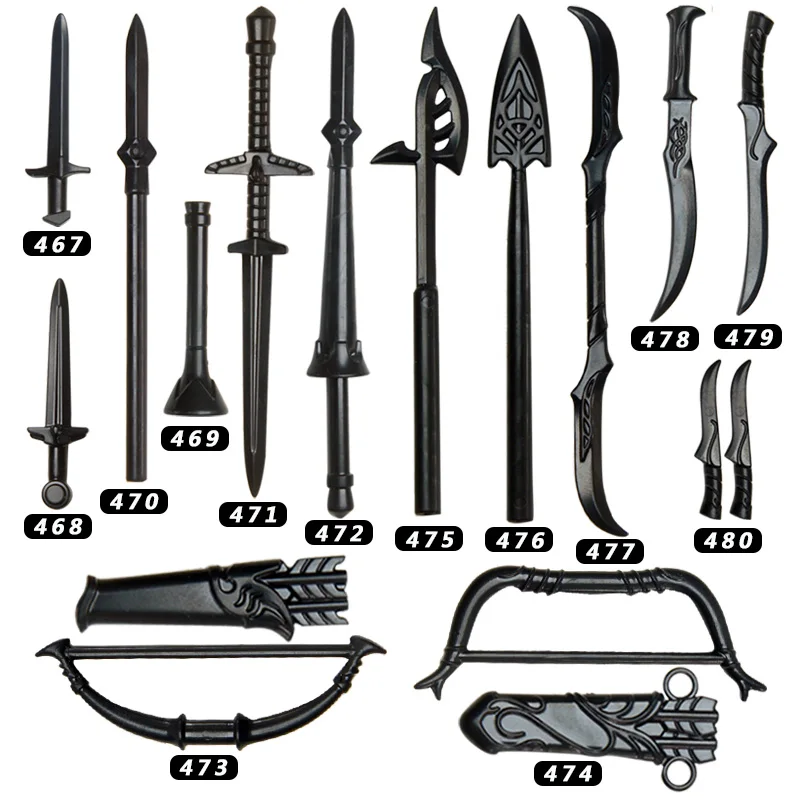 5pcs/mediaeval times military weapons sword spears Pistol Soldier for 4cm mini dolls MOC building blocks toys children - купить по