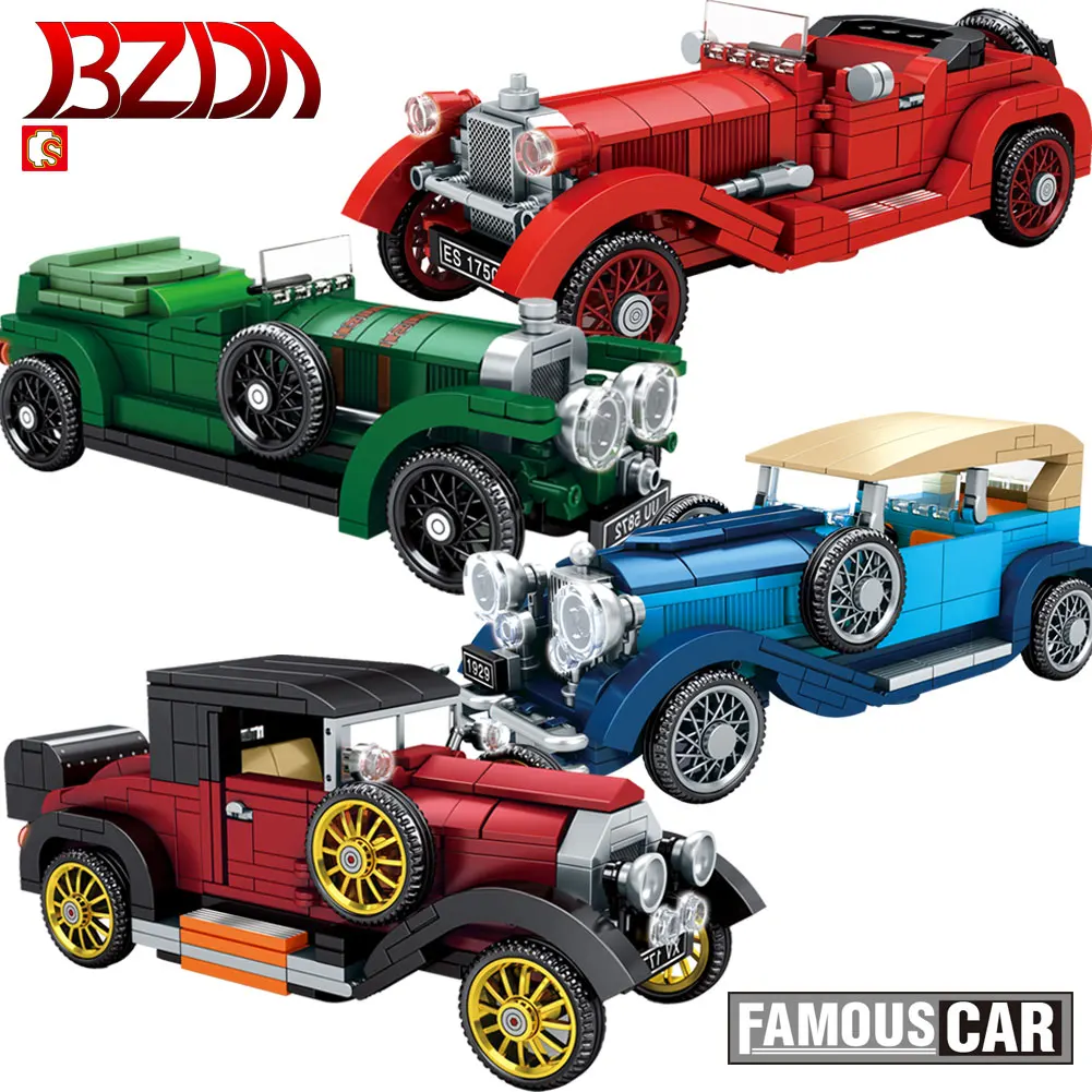 

SEMBO винтажный классический креативный высокотехнологичный автомобиль MOC строительные блоки автомобиль съемная модель автомобиля игрушечн...