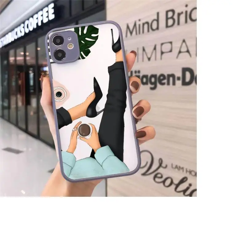 

Fashion Beautiful Girl Pattern Phone Cases matte transparent For iphone 7 8 11 12 plus mini x xs xr pro max cover