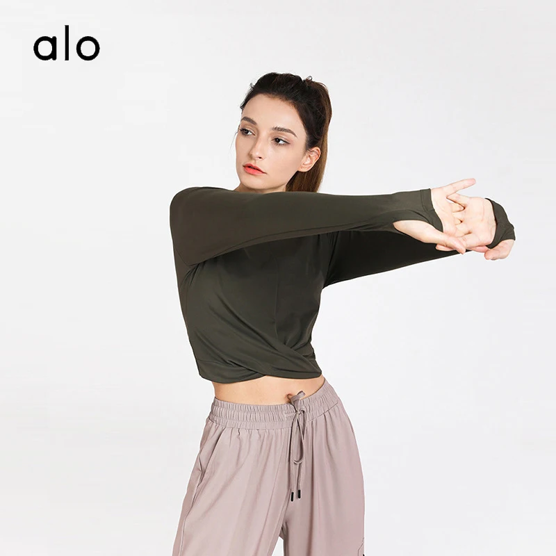 

Alo Yoga Breathable Slim Yoga Clothes Fashion Sports Leisure Fitness Running Loose Long-sleeved T-shirts Women /50