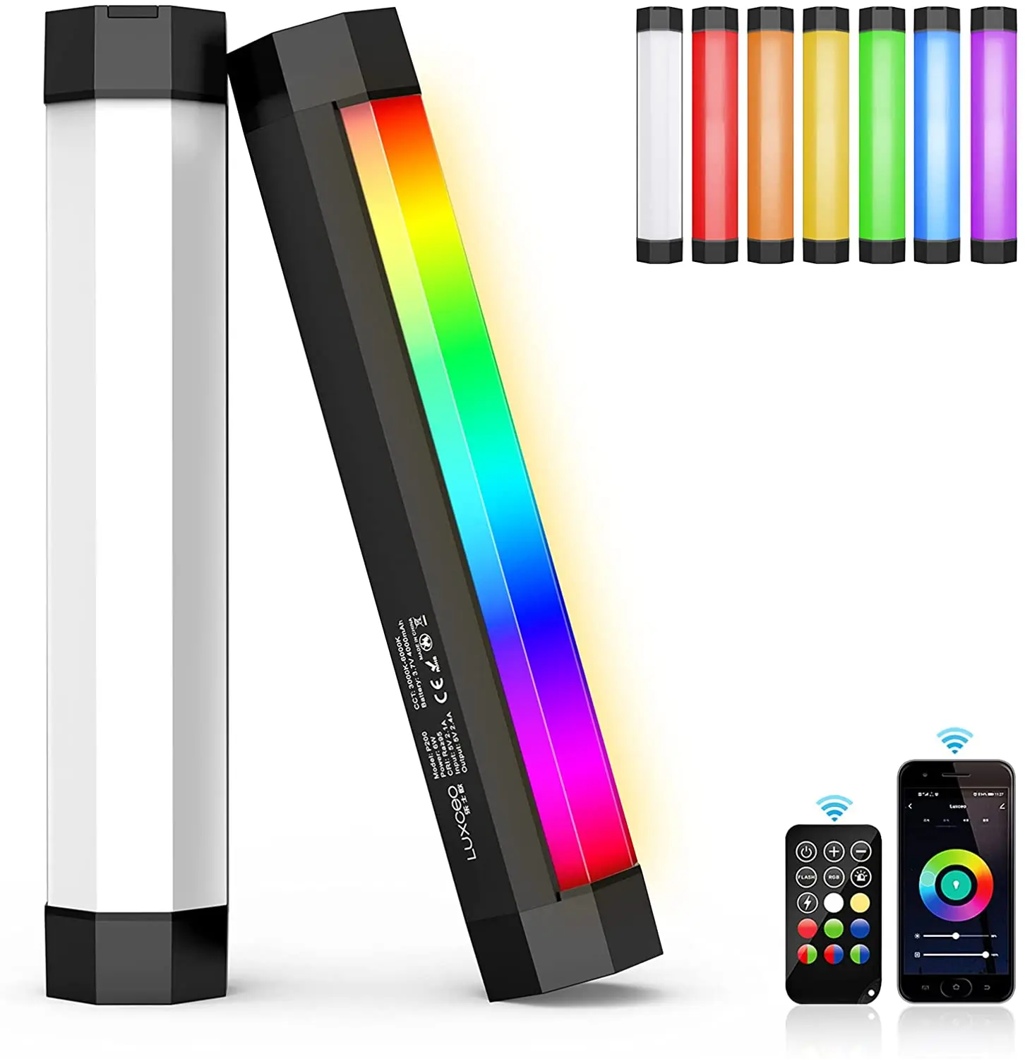 Vara para Tiktok Luz de Vídeo Luxceo Baton Impermeável App Controle Embutido Forte Magnético Led Fotografia Iluminação P200 Rgb Ip67