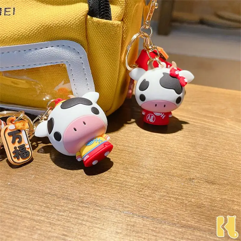 

New Year Cow Keychain Creative Adorkable Lucky Fortune Animal Charm Key Chain Men Women Kids Cute Cartoon Keyring