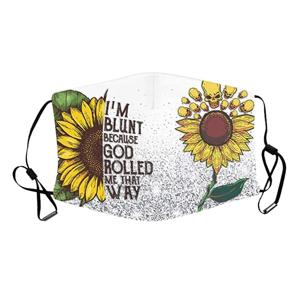 Sunflower Cotton Masks Reusable Washable Dust Face Women Men Adult Protective Breathable Filters Replaceable masque | Безопасность и