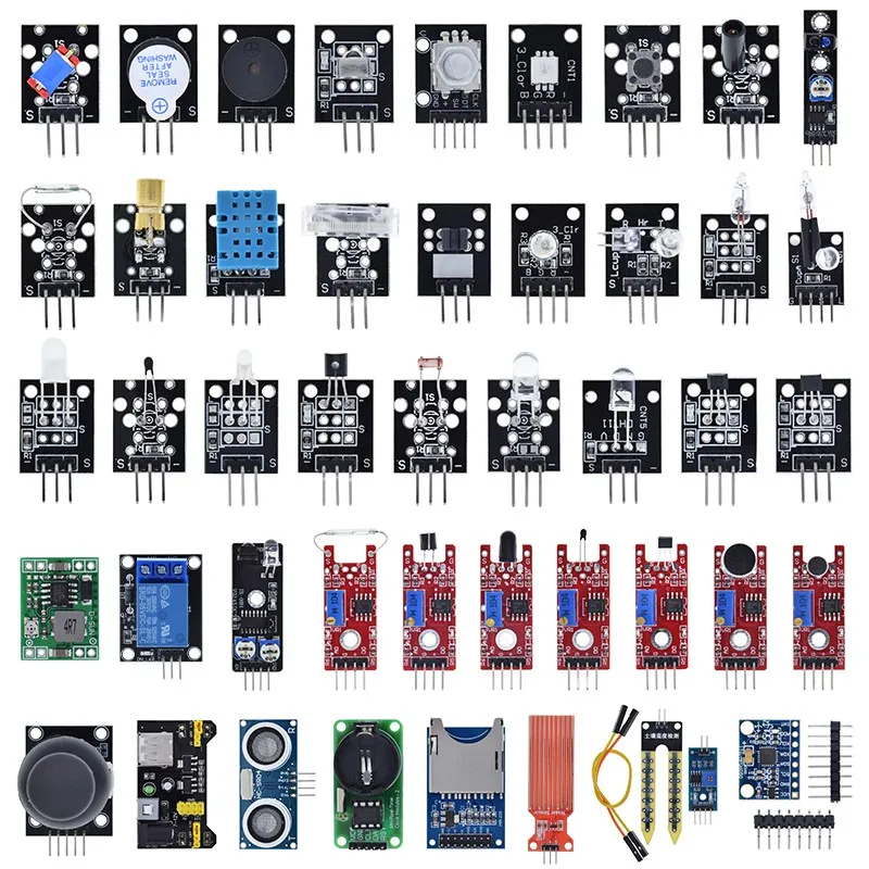 Для Arduino 45 видов датчиков s DHT11 HC-SR04 KY-008 KY-022 KY-023 KY-037 модуль датчика дождя почвы UNO R3