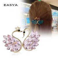 crystal swan hair barrettes decor bridal hair top clip accessories crystal hair pins headwear girls jewelry 2022