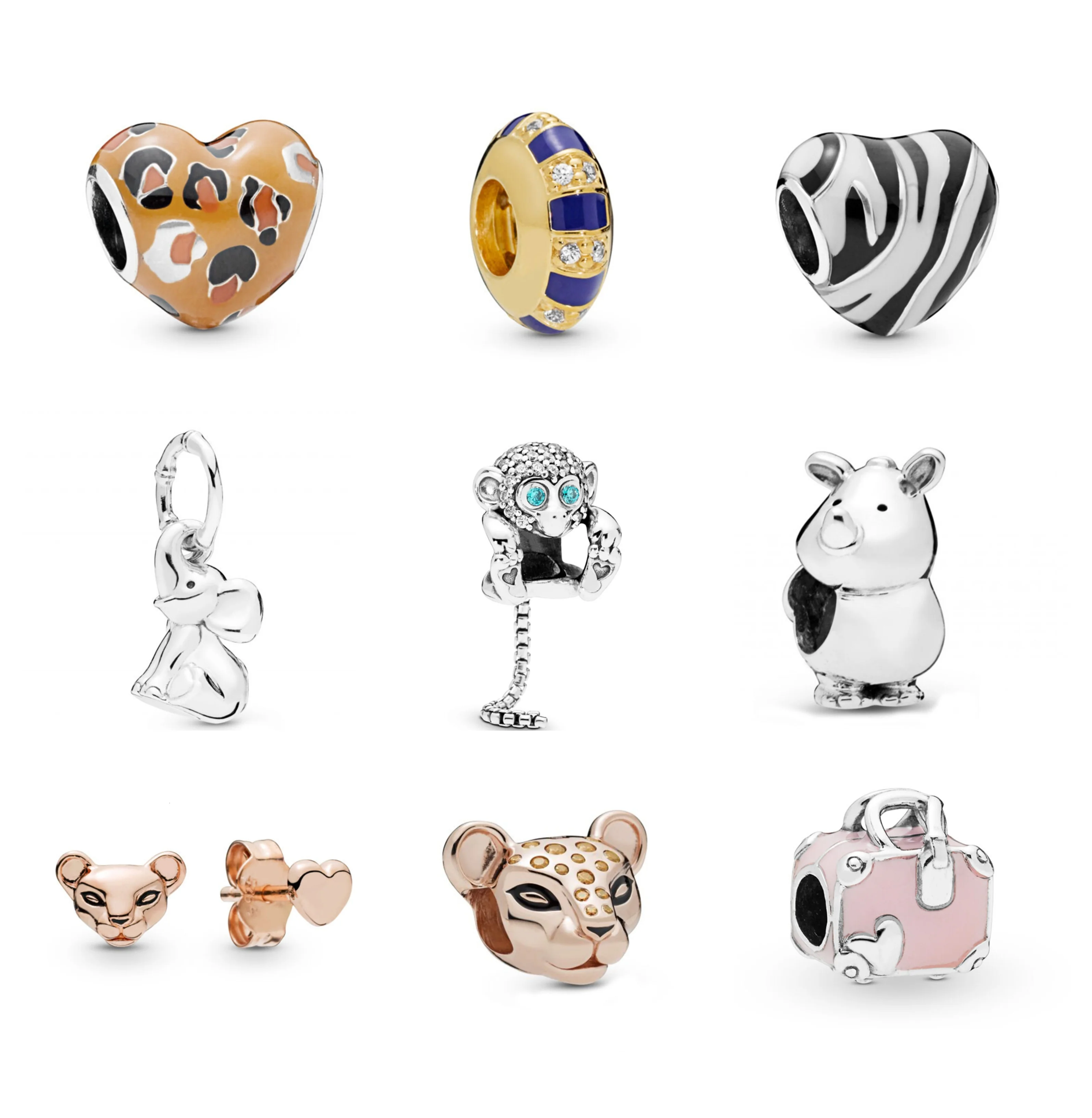 Аутентичные летние 925 пробы серебряные Львы обезьяны принцесса пятнистые дикие