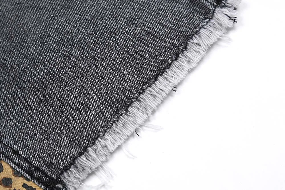 

Ankle leopard sliced Hip Hop Wide Leg Pants Men clothing kpop clothes men designer jeans for men AN-C080