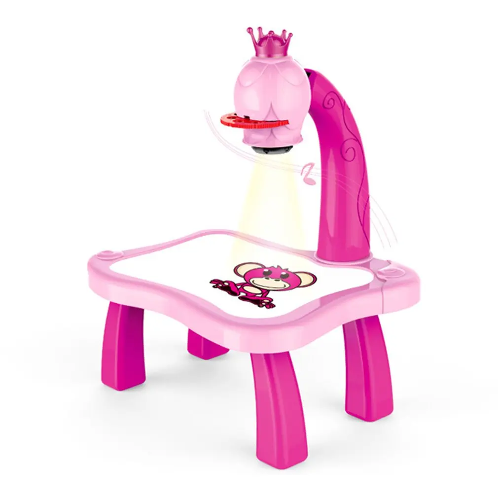 

Child Learning Desk With Smart Projector Kids Painting Table Toy With Light Music Children Educational Tool Drawing Table