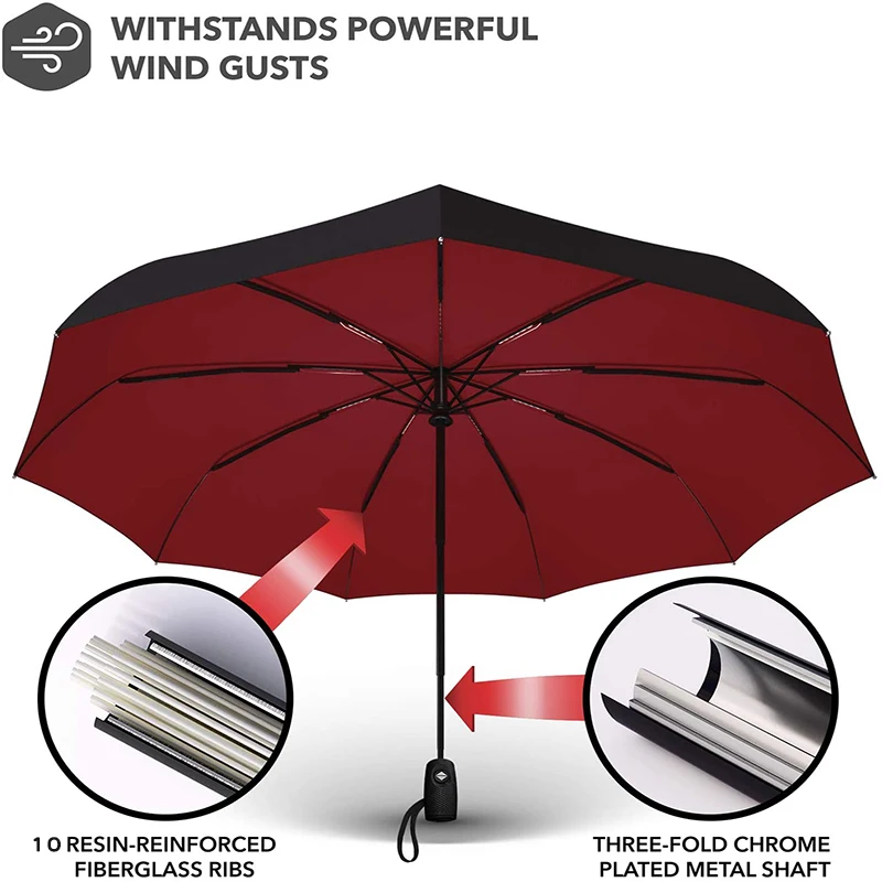 Zhangji 10 Bone женский мужской ветрозащитный автоматический складной зонт