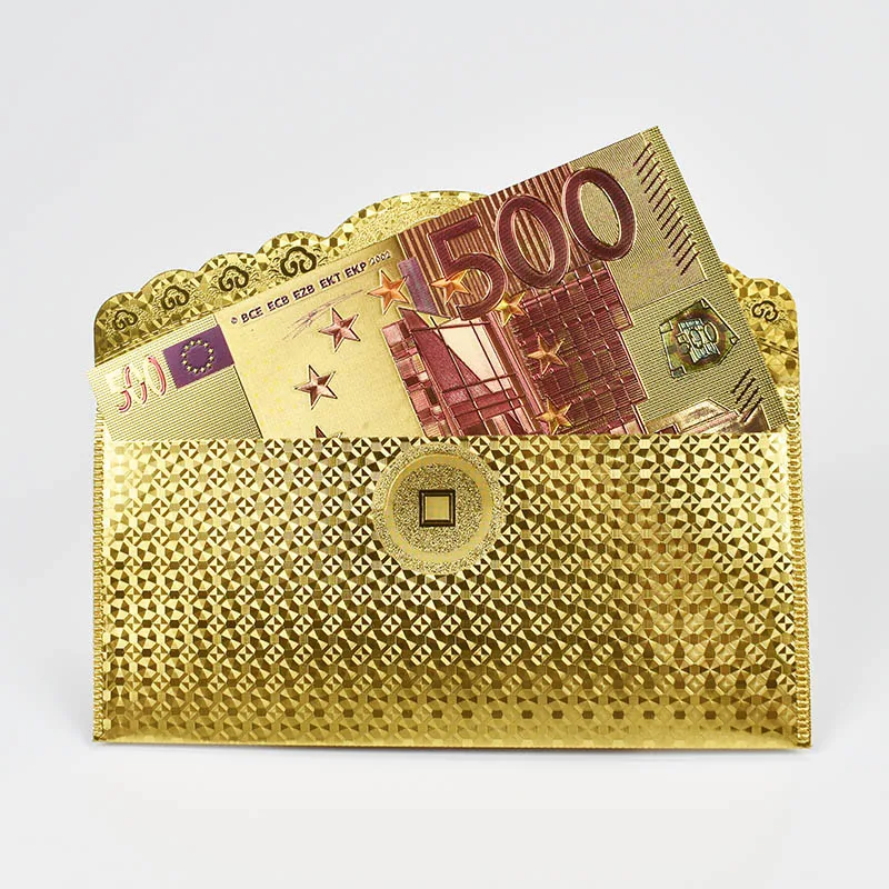 10 шт./лот 500 EUR золотых банкнот в центре сообщений течение 24K Gold поддельные