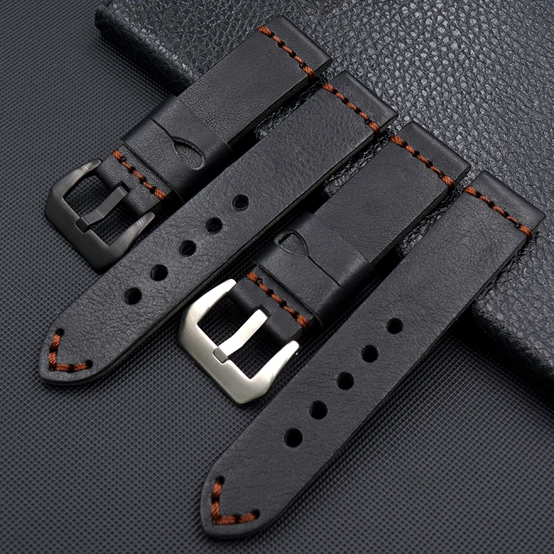 

Black Men Watch band For Panerai Luminor Marina 20mm 21mm 22mm 24mm 26mm Calf Leather Watch Strap Band Watchband Wrist Strap