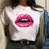 korean white lip printed tees female tshirt graphic harajuku korean style graphic tops new kawaii short sleeve female t shirt