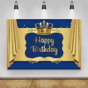 Laeacco Newborn Baby Shower Birthday Party Customized Backdrop Gold Crown Star Curtain Photocall Stage Photography Background