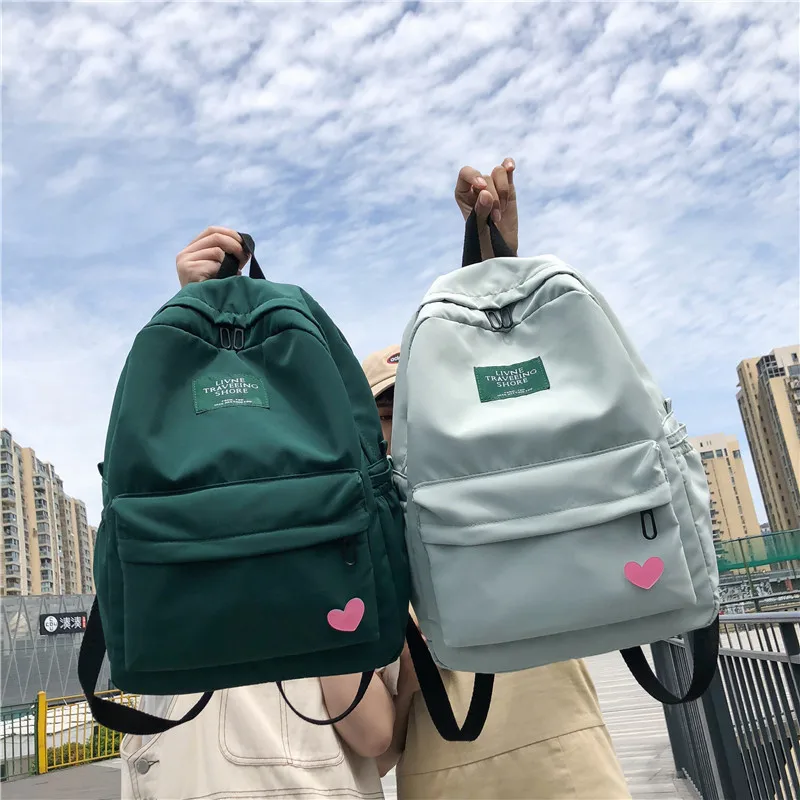 Модный рюкзак водонепроницаемый женский сумка на плечо однотонная школьная для