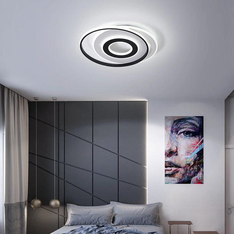 Круглая современная люстра освещение черный и белый блеск люстры ledLamp для гостиной спальни кухни Светодиодная потолочная люстра