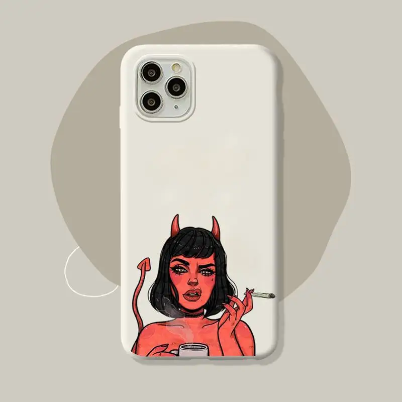 

FHNBLJ Sexy Devil Woman Phone Case Soft Solid Color for iPhone 11 12 13 mini pro XS MAX 8 7 6 6S Plus X XR