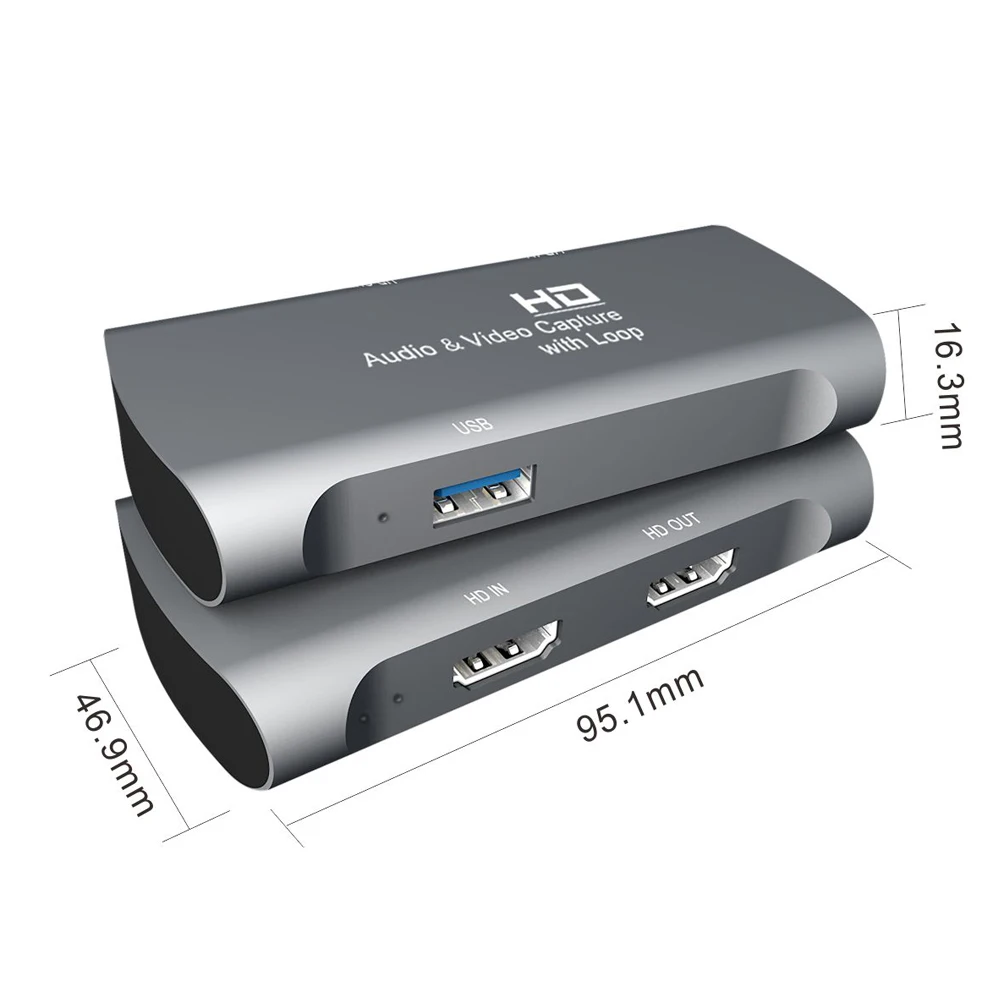 

HD Audio&Video Capture with 4K Input Full HD 1080P Loop Out Capture Games for Broadcast Online Wide Compatibility Grey