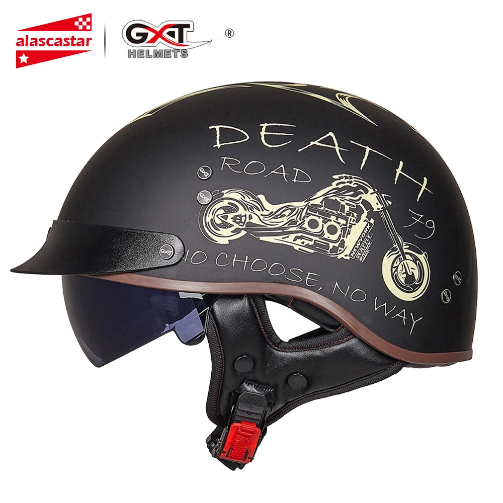 GXT мотоциклетный шлем, Мужской винтажный шлем Casco, мотоциклетный шлем с открытым лицом, мотоциклетный гоночный шлем для верховой езды, с сертификацией в горошек