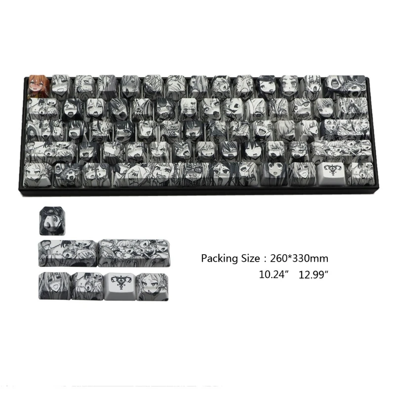 PBT 71 клавиша Ahegao Keycap сублимационная печать OEM аниме для клавиатуры GK61 GK64 - купить