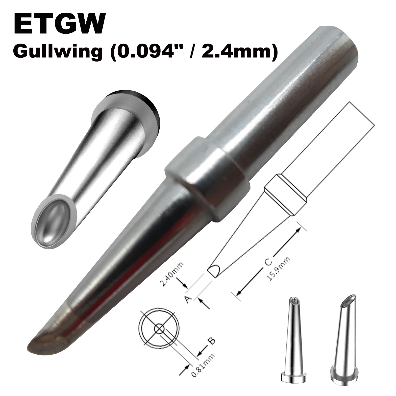 

ETGW Soldering Tip Gull Wing 2.4mm Fit WELLER WES51 WES50 WESD51 WE1010NA WE1010EU PES51 PES50 LR21 LR20 Pencil Iron Bit