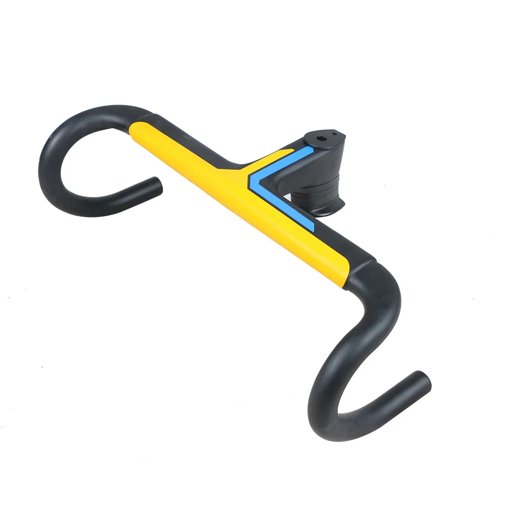 black yellow T800 UD тканевый углеродный Руль 28,6 мм Интегрированный руль для шоссейного велосипеда 42 см 100 мм - Цвет: black yellow