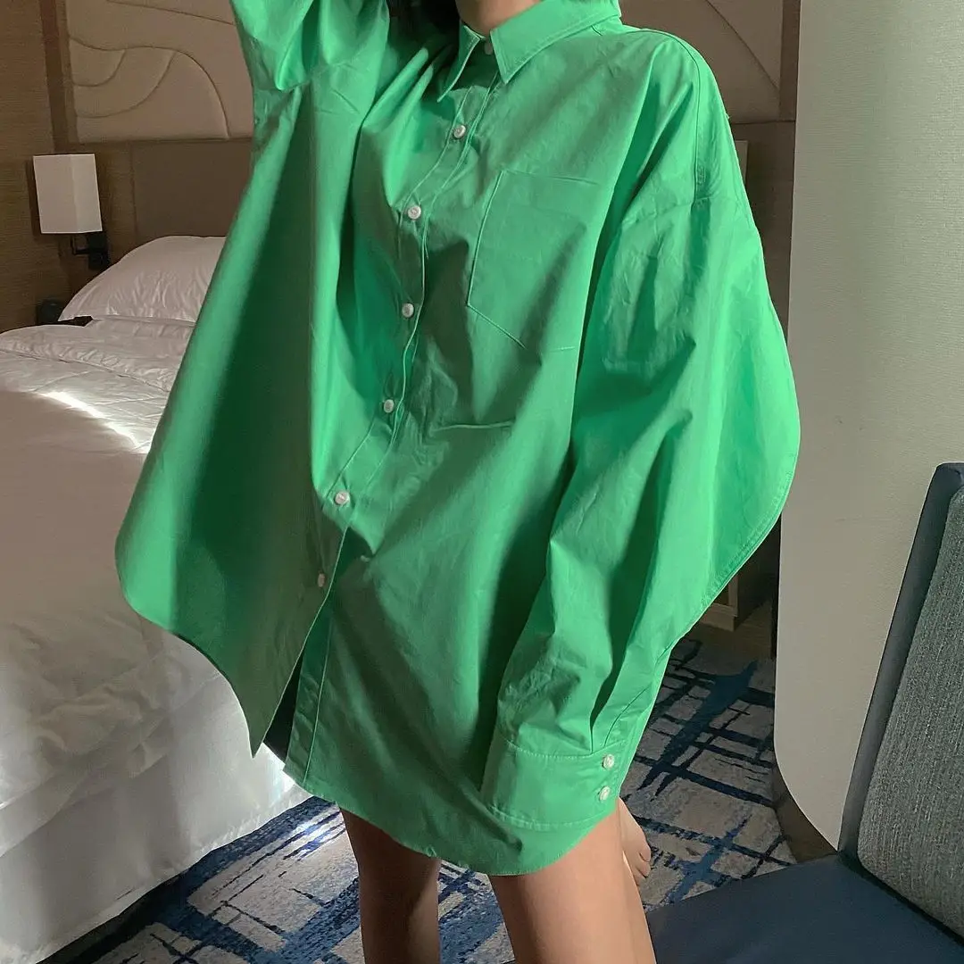 

Whimsical Girl Korean Style Chic Loose BF Style Slimming Western Style Youthful-Looking White Shirt Casual Mid-Length Shirt