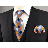 s17 checked multicolor ties for men pocket square set gift party necktie silk 63 6cm extra long wedding