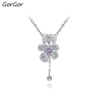 gorgor necklace women alloy material pattern bear mosaic crystal pendant smart temperament anniversary jewelry 2030028610a