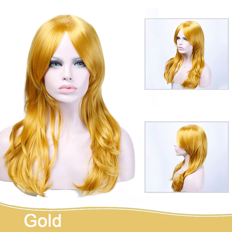 AILIADE Long Wavy Wig Synthetic Hair Wigs For Women Cosplay Party Black Purple Grey Heat Resistant | Шиньоны и парики