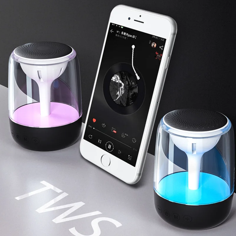 

Colorful LED Light 6D Stereo Speaker Built-in Mic Support TWS Pairing Desktop Mini Subwoofer Wireless Bluetooth 5.0 Speaker