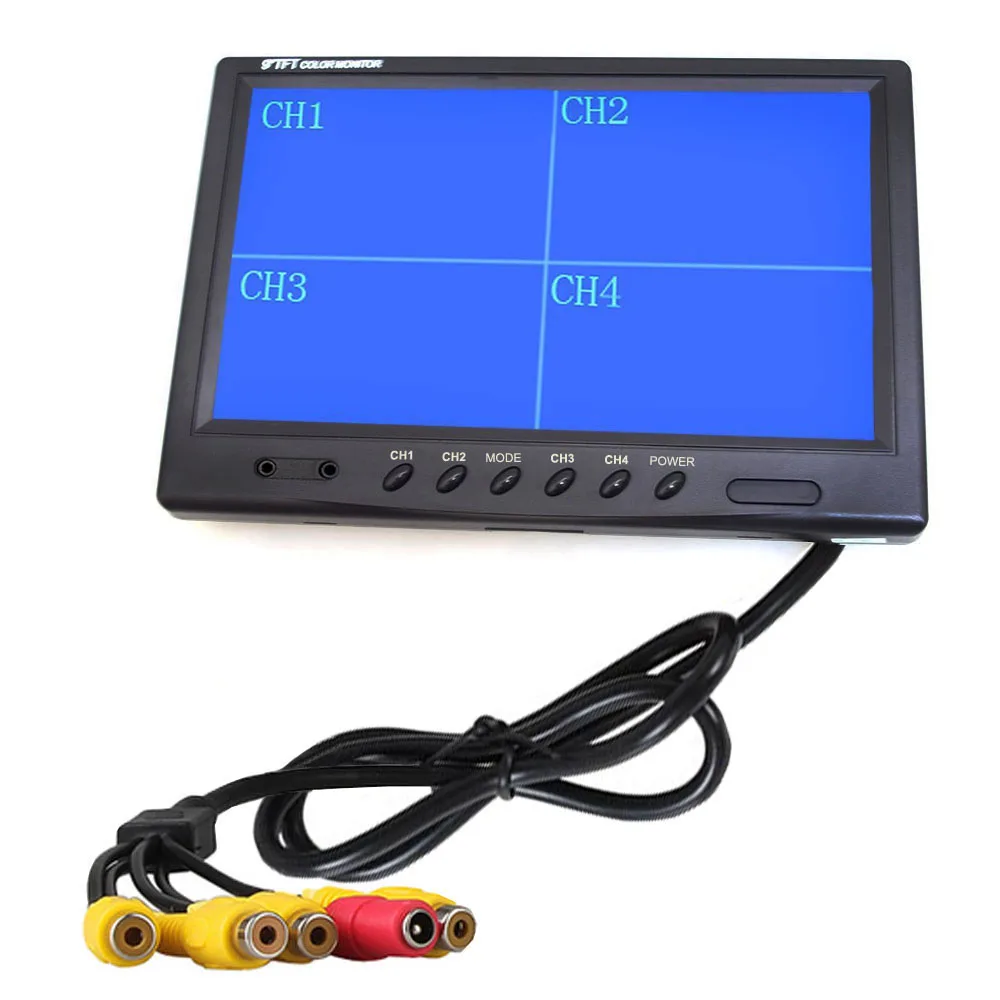 9 TFT lcd сплит-экран Quad монитор CCTV охранного видеонаблюдения автомобиля заднего вида монитор с 4 разъемами RCA