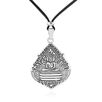 2pcs large tibetan teardrop thai meditation buddha charms pendants faux suede velvet cord simple necklace for women men pendant