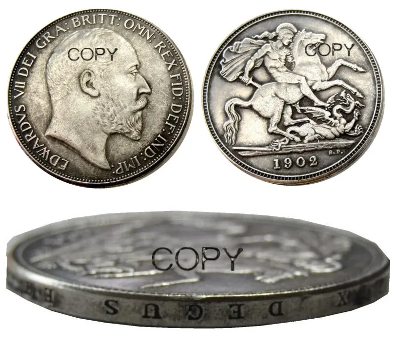 

(UF85) копия монеты из Великобритании Эдвард VII one Crown 1902 Посеребренная
