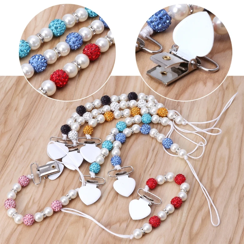 

Baby Pacifier Chain Handmade Bling Crystal Princess Chupeta Nipples Dummy Clips