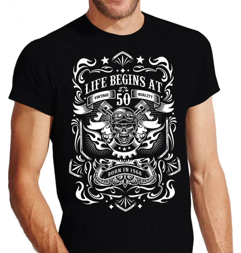 

2020 Summer Tee Shirt Cross Piston Biker T Shirt 50 Birthday 68 1968 50 Years Fifty Birthday Mc O Neck T Shirt