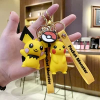 bandai silicone key chain pokemon cartoon creative keychain lovely bag pendant keyring wholesale anime pikachu doll cute rubber