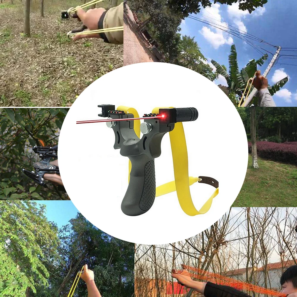 

6 Pcs Slingshots With Flat Rubber Bands for Outdoor Sports Hunting And Level Laser Aiming Slingshots Are A High-power Slingshot
