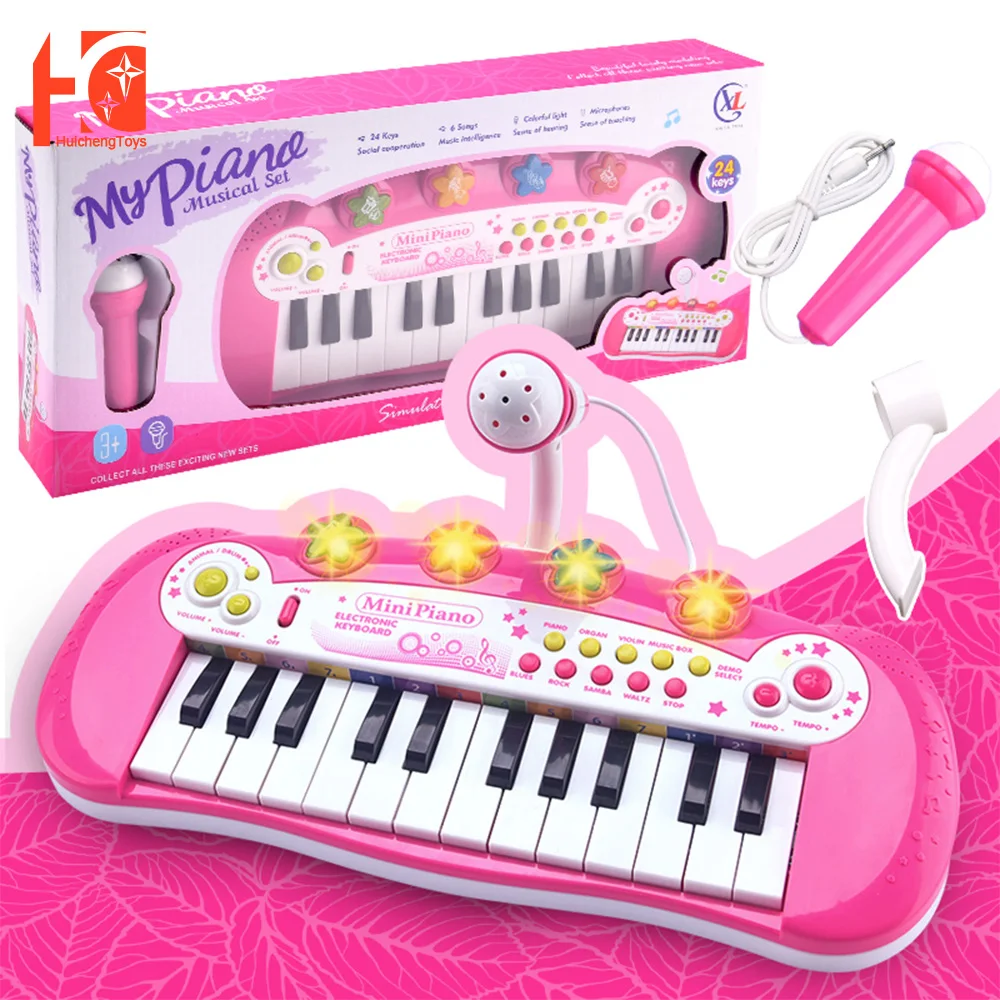 

24 Keys Kids Piano Mini Electronic Musical Instrument Piano Teaching Keyboard With Microphone Educational Toy For Kid Gift