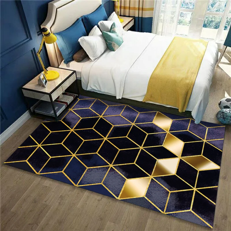 

Nordic Light Luxury Living Room Carpet Machine Printing Bedroom Rug Abstract Coffee Table Floor Mat Room Large Bedside Carpet