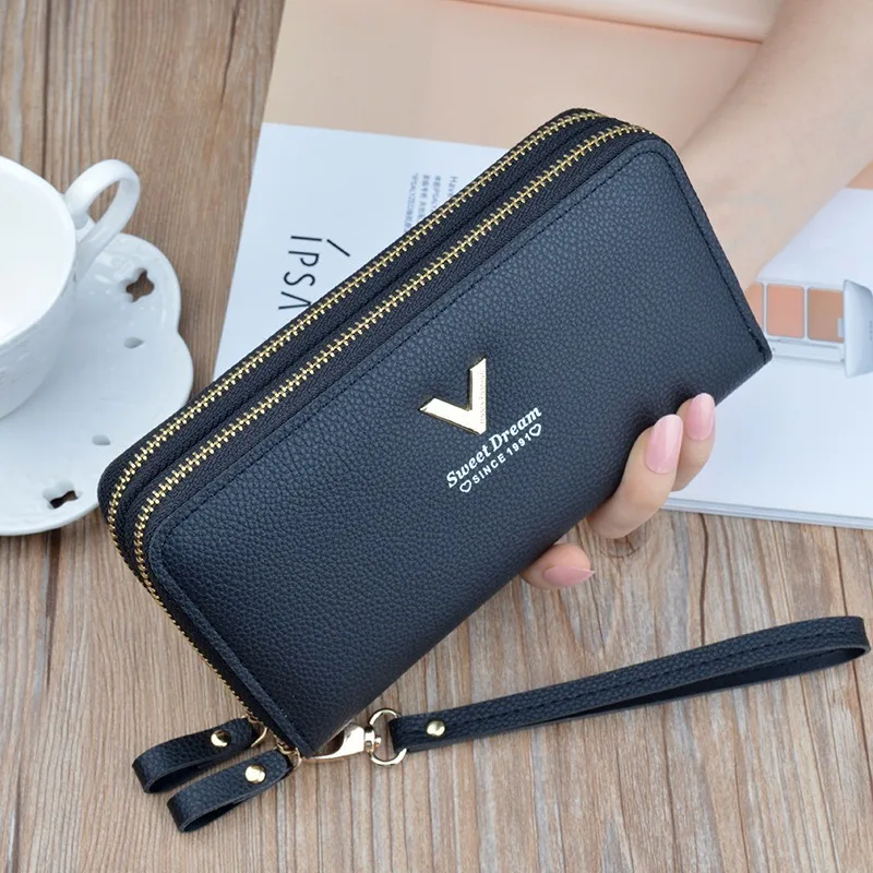 Модный кошелек Ms. Wallet чистый цвет двойная молния Long дизайн большая емкость