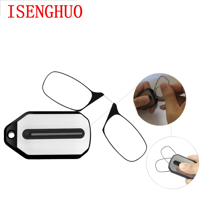 Очки для чтения с брелоком мужчин и женщин тонкие Складные диоптрии зажимом носа