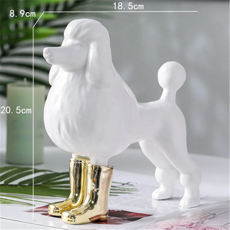 

Modern Home Decor Ceramic Golden Retriever And Poodle Statue Nordic Living Room Decoration Cartoon Animal Dog Sculpture A1498