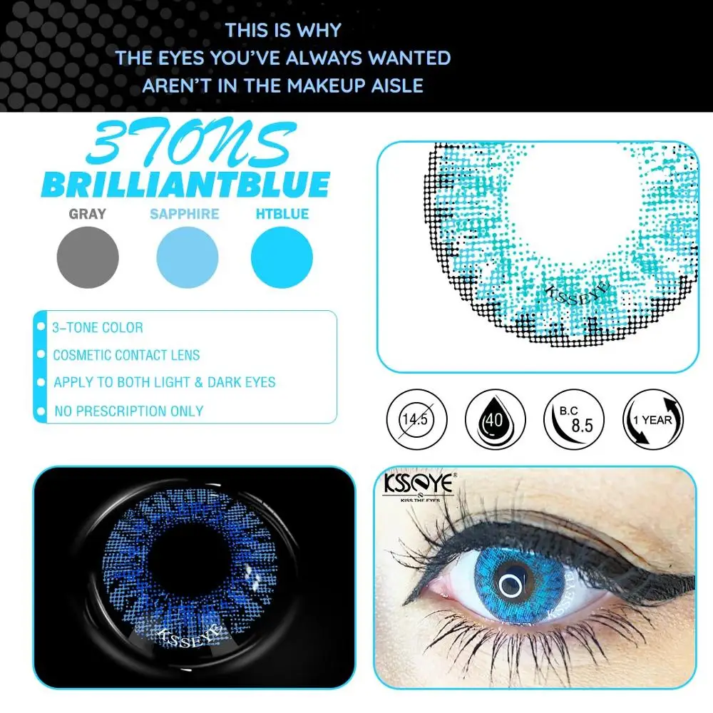

USA quality soft color contact lenses fashion 3tones beautiful pupil
