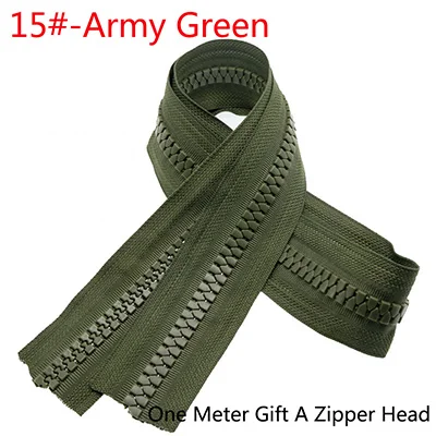 ArmyGreen-No15 Meetee 1/2 метра 15#/20# большая полимерная кодовая молния для пуховика палатки наружные Швейные аксессуары DIY Одежда на молнии ремесло ZA029 - Цвет: ArmyGreen-No15