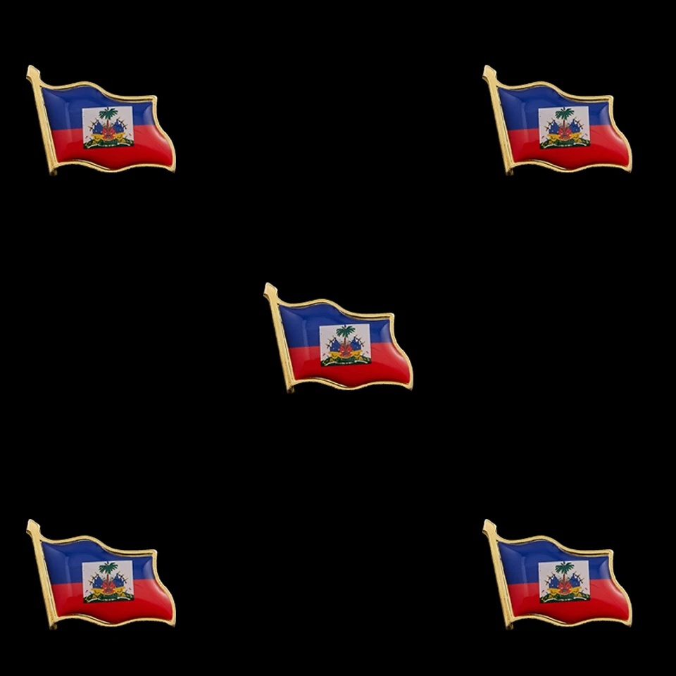 

5PCS Haiti Flag Lapel Pin Wholesale Metal Enamel Pin and Brooches Badge Collar Safety Pins