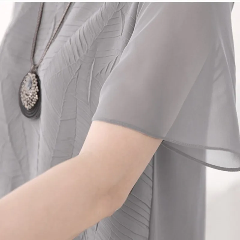 Женская плиссированная шифоновая блузка для матери среднего возраста большой